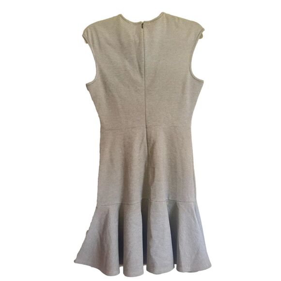 Theory New Size 8 Black White Stripe Cap Sleeve Ponte Essential Flare Mini Dress - Picture 3 of 8